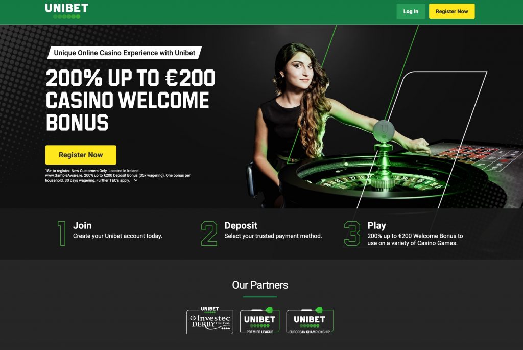 Unibet casino interface showcasing games and bonuses